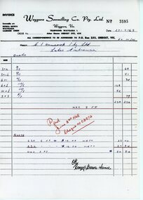 Document - Invoice - Waygara Sawmilling Co. Pty. Ltd, Waygara Sawmilling co, 1968