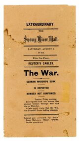 Pamphlet - The War, Snowy River lMail, 1914-1918