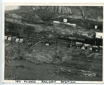 Photograph - 1971 flood at Orbost Railway Station, 1971