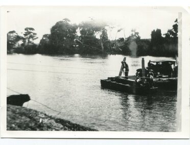 Photograph - photo of river punt after flood, 1930s