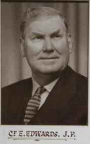 Photo - Edwards, Possibly Drummond Studios, Councilor E.Edwards, (J.P.), "Circa 1959"