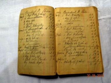 Book, Inventary of Liquer bought by Shire President, Late 19th Century