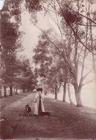 Photograph, Lily Jones with dogs by Lake Learmonth, Circa 1890's - 1910