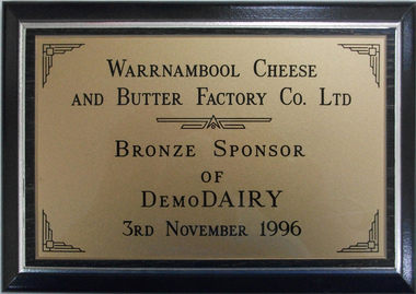 Plaque, Lifetime Trophies, 1996
