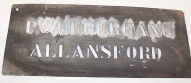 Stencil, Bag stencil 'P W Uebergang Allansford'