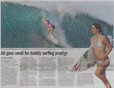 Newspaper Article, All Goes Well For Bubbly Surfing Prodigy, 6/1/2011