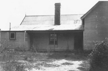 Photograph, Rear of schoolmaster's house Ringwood Street, Ringwood, near the corner of Civic Place in 1945, 1945