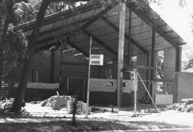 Photograph, Construction site of new Baptist Church in Dublin Road, Ringwood East prior to re-opening in 1966