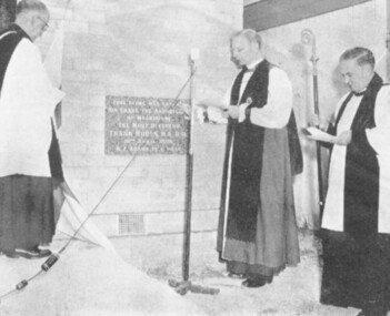 Photograph, Photo from newspaper showing church dedication by Archbishop of Melbourne, Rev. Frank Woods - April 1958