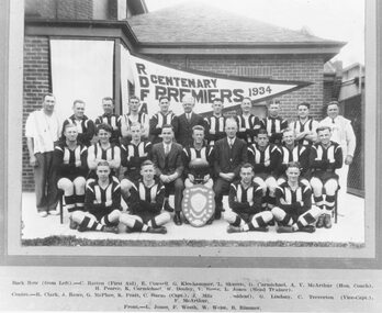 Photograph, Ringwood Football Club- Centenary Premiers, R.D.F.A., 1934