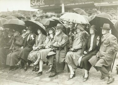 Photograph, Guests at laying of Foundation Stone of Ringwood Town Hall, Maroondah Highway, Ringwood - 1927