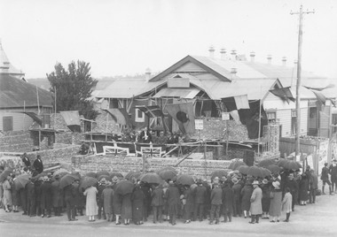 Photograph, Laying foundation stone for Ringwood Town Hall, Maroondah Hwy, Ringwood - 1927