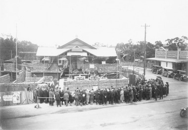 Photograph, Laying foundation stone, Ringwood Town Hall - 27/6/1936, 1936