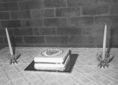 Photograph, Golden Jubilee cake at Ringwood Civic Centre, 1974