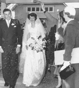 Photograph, Wedding, Miss Linley Clark to Mr Rutherford, at St Paul's Church, Ringwood. c1960's