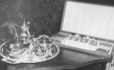 Photograph, Gift to Cr. and Mrs. Spencer, Ringwood Mayor 1958-9