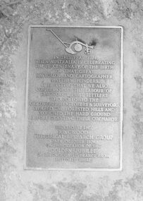 Photograph, Unveiling of tablet fixed to Pioneers Stone in Ringwood library grounds. 1974