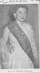 Photograph, Belle of the Ball, Miss Pat Yardley, 4th Military Ball, Ringwood. 1954