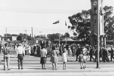 Photograph, March-past after ceremony, Ringwood clocktower dedication Dec 1967