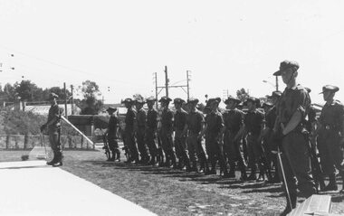 Photograph, Ringwood clocktower dedication Dec 1967 - Guard of Honour, 10th Field Squad. R.A.F., 3rd Division