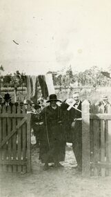 Photograph, Mrs. Louisa Pump cutting ribbon at opening of Heathmont Railway Station, 1926