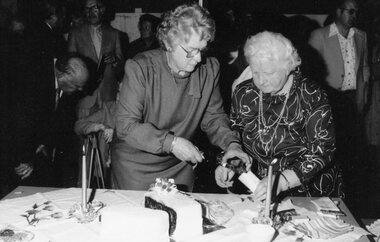 Photograph, Ringwood Historical Research Group Silver Jubilee celebrations, 1983.  E. Pullin and T Hanigan