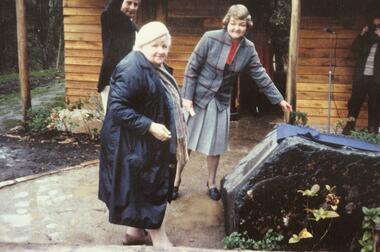 Photograph, Laying Foundation Stone, Miners Cottage, Ringwood Lake.  May 1983
