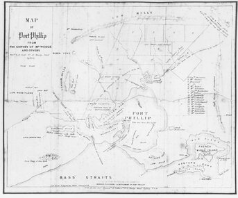 Photograph, Map of Melbourne & Vicinity - 1853.  Survey of Port Phillip.  Plan in Bonwick's "Settlement of Port Phillip"