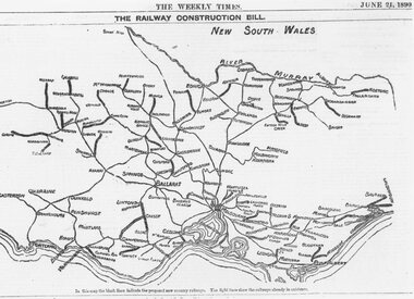 Map, Map showing Victoria's proposed railway system, 1890