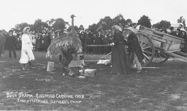 Photograph, Bush drama - 1909.  Carnival at Ringwood Oval Reserve in Ringwood Street, for the Mechanics Institute opening