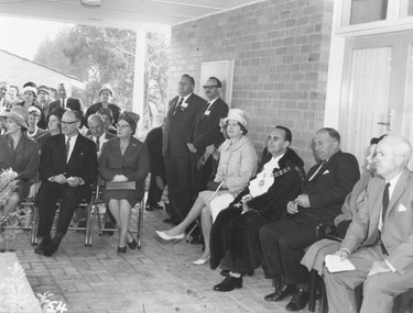 Photograph, Opening of Lionswood Retirement Village, Kirk Street, Ringwood - May, 1963. Mayor, Cr. Max Deuter and Premier of Victoria, Sir Henry Bolte