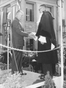 Photograph, Proclamation of the City of Ringwood, 19 March, 1960.  Governor of Victoria, Sir Dallas Brooks (Left), with Ringwood Mayor, Cr. A. Lavis