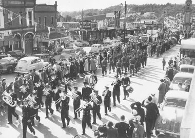Photograph, Pump, Brian, Coronation procession at Ringwood led by Ringwood Citizens Band - June, 1953