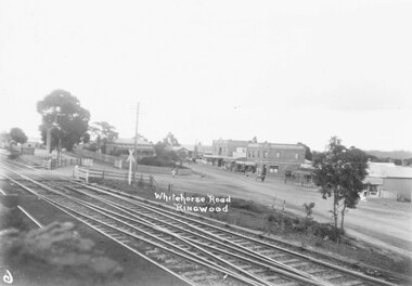 Photograph, Maroondah Highway Central, Ringwood. Whitehorse Road, showing old railway crossing. 1918