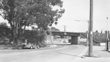 Photograph, Maroondah Highway West, Ringwood- 1965. Wantirna Road bridge, before widening
