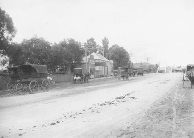 Photograph, Maroondah Highway looking east towards Cnr. Ringwood Street and Wantirna Rd.  Ringwood market in centre