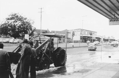 Photograph, Maroondah Highway West, Ringwood- 1963. Clearing hailstones