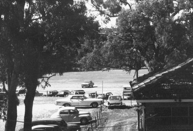 Photograph, Maroondah Highway Central, Ringwood. View overlooking Ringwood Oval from rear of Town Hall, c.1950s