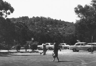 Photograph, Maroondah Highway Central, Ringwood. Eastland car park on former site of Ringwood oval off Ringwood Street, c.1968