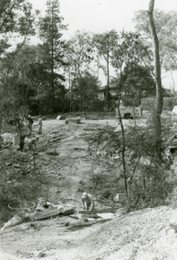 Photographs, 1979-80 MMBW pipe line project at Hubbard Reserve, North Ringwood � Line of tunnel shafts