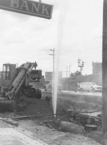 Photograph, Maroondah Highway East, Ringwood- 1964. Water main repair work, Maroondah Hwy near Warrandyte Road