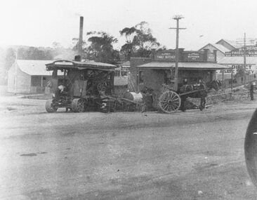 Photograph, Maroondah nHighway East, Ringwood- c.1920's. Roadworks at corner of Whitehorse and Warrandyte Roads