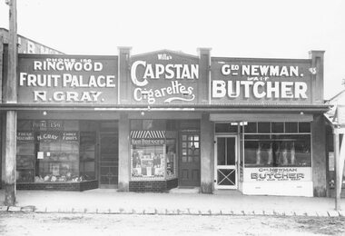 Photograph, Maroondah Highway Central, Ringwood. Main Street shops towards Warrandyte Road- 1928