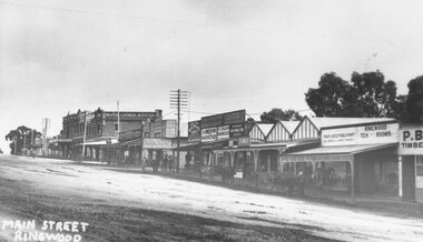 Photograph, Maroondah Highway Central, Ringwood. Main Street looking west from Warrandyte Road- c1920