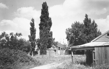 Photograph, Maroondah Highway Central, Ringwood. Rear of shops in Maroondah Hwy east of Adelaide Street- 1963