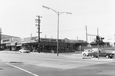 Photograph, Shops on the south side of Maroondah Highway east of Wantirna Road, Ringwood - 1969