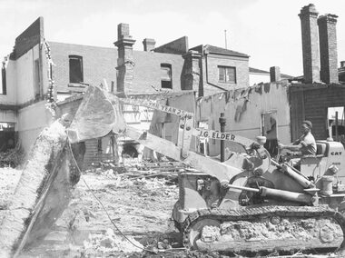 Photograph, Maroondah Highway Central, Ringwood. Demolition of Coffee Palace, Main St. 1966