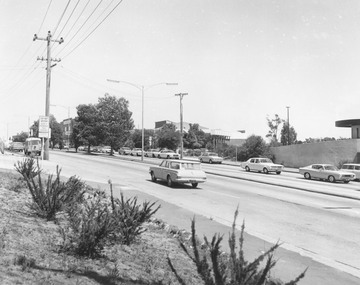 Photograph, Maroondah Highway Central, Ringwood. View looking west from Warrandyte Road, 1974