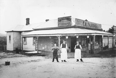 Photograph, Maroondah Highway Central, Ringwood. Falconer store, corner Main Street & Adelaide Street, c1909