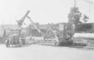 Photograph, Maroondah Highway Central, Ringwood. Roadworks on Maroondah Highway, c1930